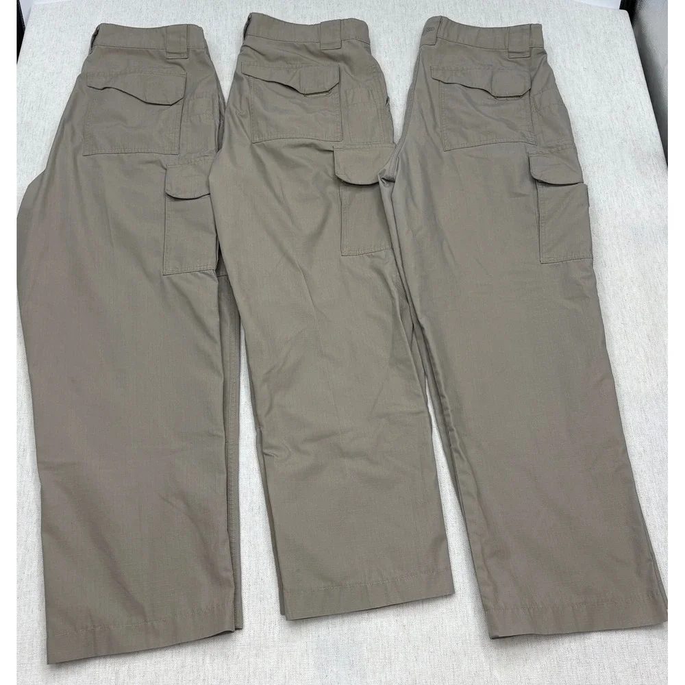 3x Tru-Spec 24-7 Series Mens Khaki Tan Ripstop Tactical Cargo Pants Size 36x30